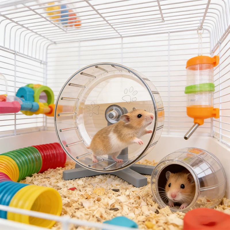 Hamster Wheel 12cm Super-Silent Exercise Wheels Dual-Bearings Quiet Spinner Running Wheels  Fits Any Hamster Cage Hamsters Toy