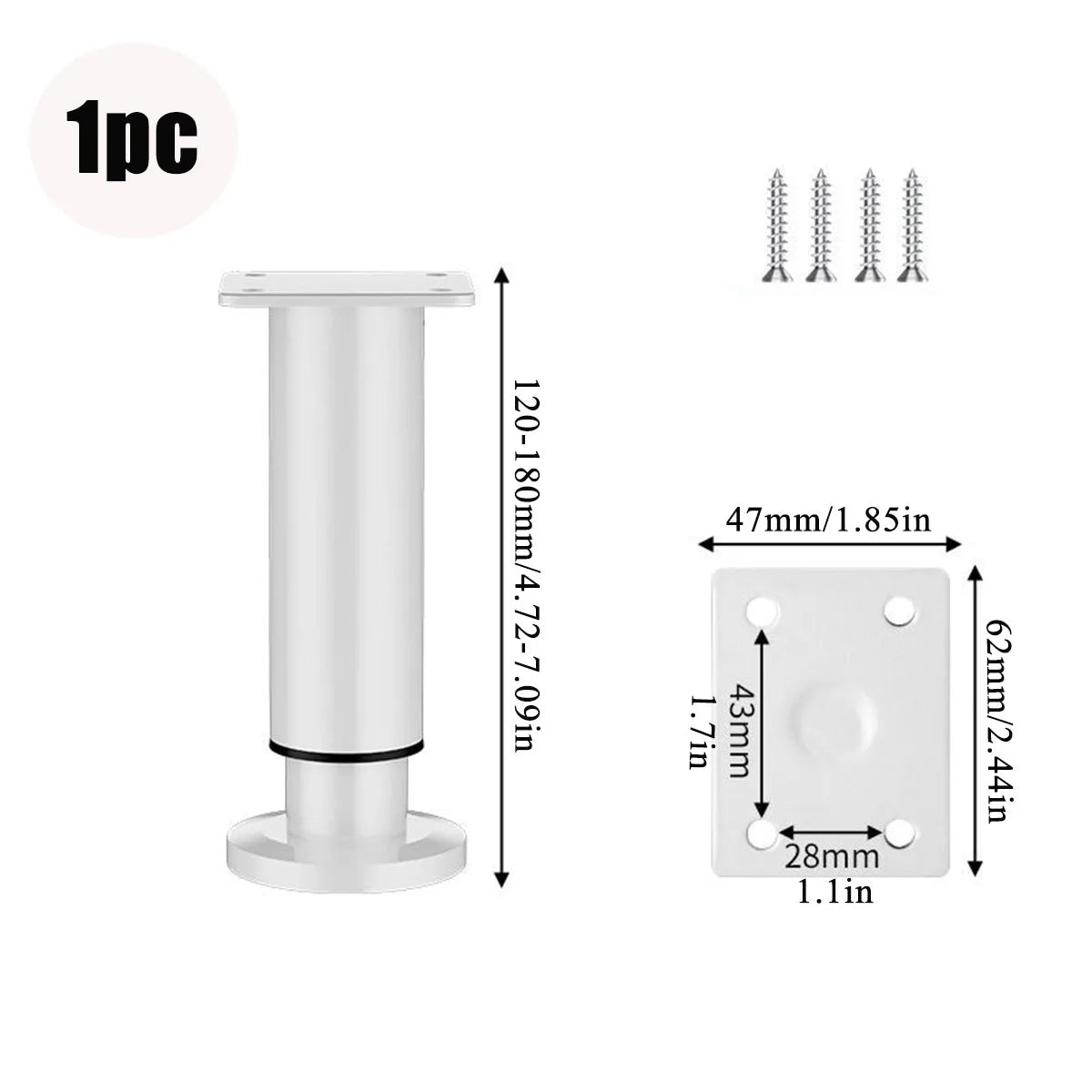 Adjustable Stainless Steel Furniture Legs Thickened Metal Replacement Legs with Screws for Cabinet Desk Table Chair Sofa Bed