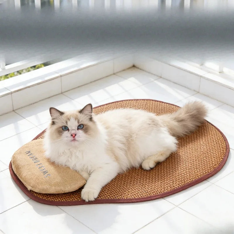 1pcs Pet Cooling Mat Summer Ice Silk Pillow for Cats Dogs Breathable Non-Stick Hair Sleeping Pad