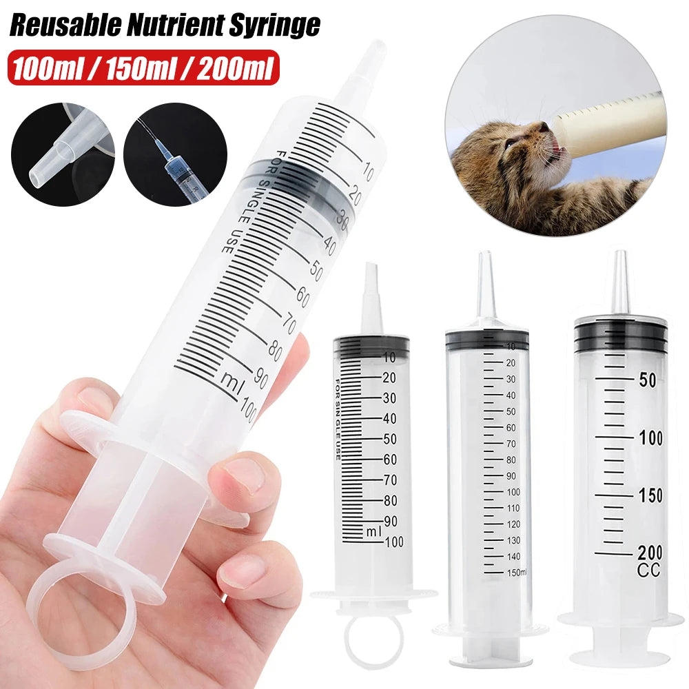 100-200ML Reusable Big Large Plastic Hydroponics Nutrient Measuring Syringe NEW