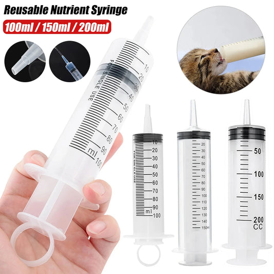 100-200ML Reusable Big Large Plastic Hydroponics Nutrient Measuring Syringe NEW