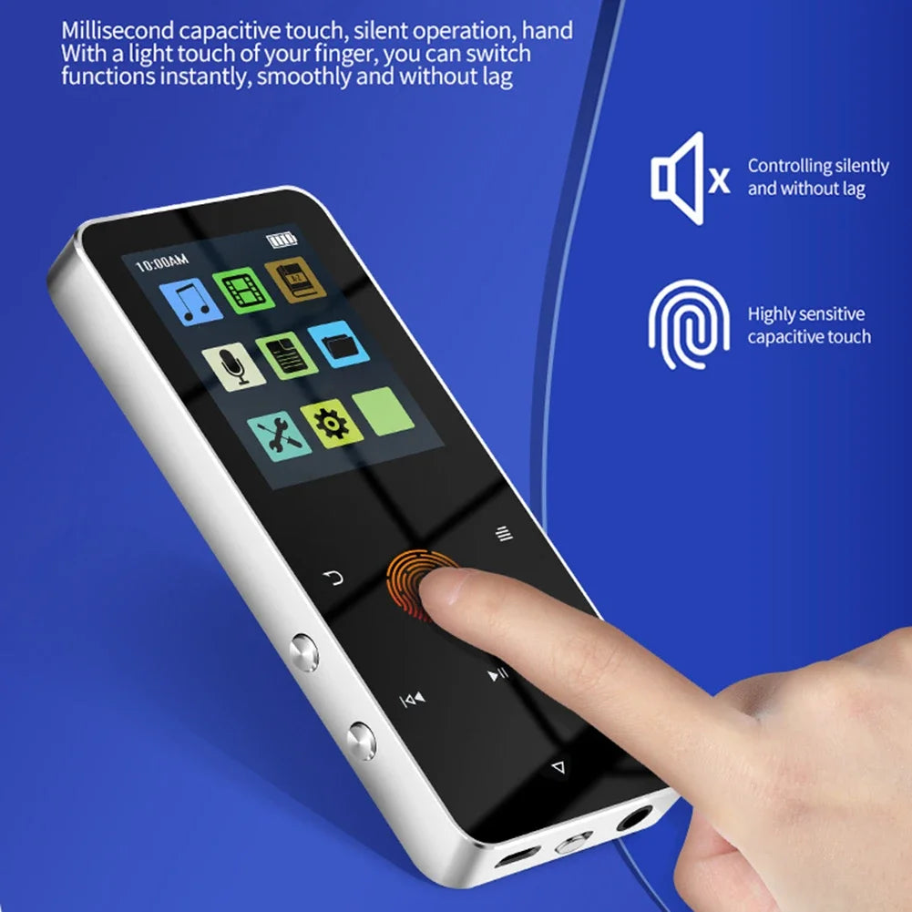 1.8 Inch TFT MP3 Player Touch Screen Bluetooth-compatible 5.0 Music Walkman USB 2.0 3.5mm Jack with E-book Recording for Student