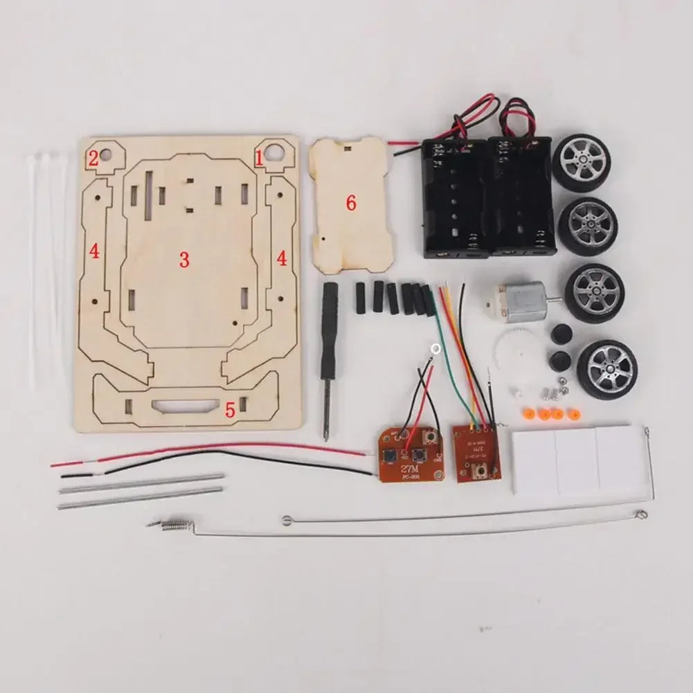DIY Remote Control Racing Car Model Technology Handmade Materials Children's Science Experiment Set Wooden Plastic