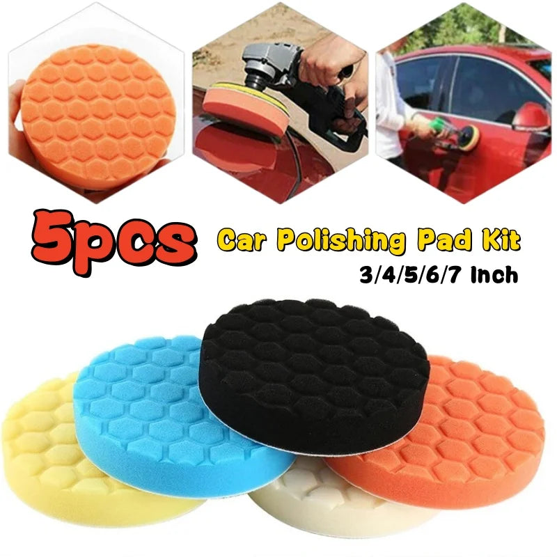 3/4/5/6/7 Inch 5pcs Car Polishing Pad Kit Auto Self-Adhesive Buffing Waxing Sponge Wheel Polishing Pad For Car Polisher 2030