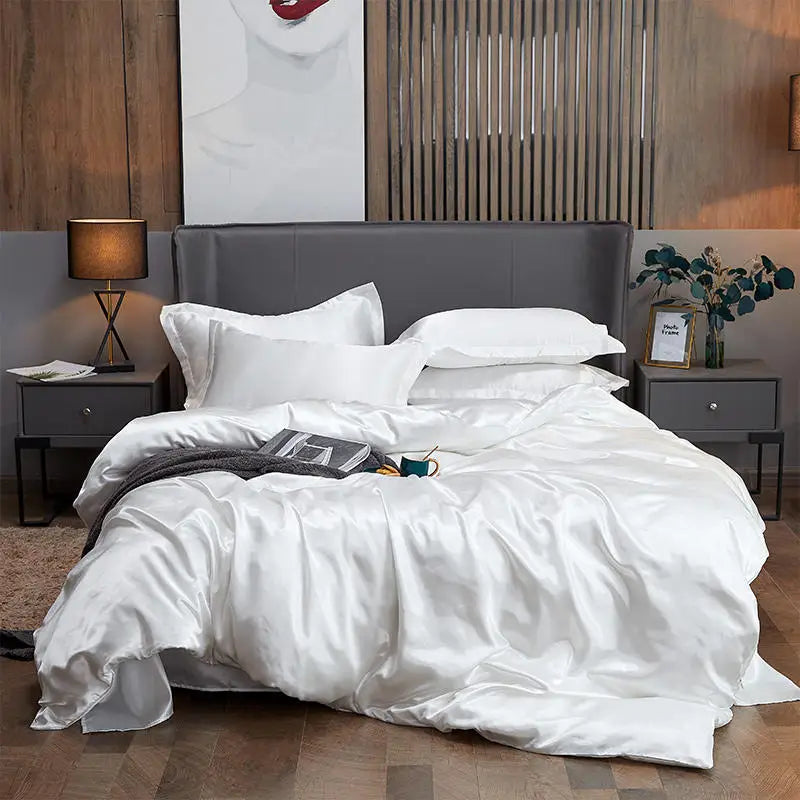Summer Smooth Satin Duvet Cover No Pillowcases Comfy Shiny Couple Bed Quilt Cover Nordic Double Bed Sheet 150 220x240