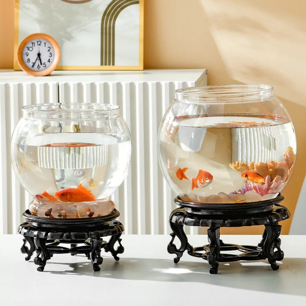 Home Decor Clear Transparent Round Fish Tank Plastic Small Fish Bowl creative light luxury Desktop Aquarium Bowl Living Room