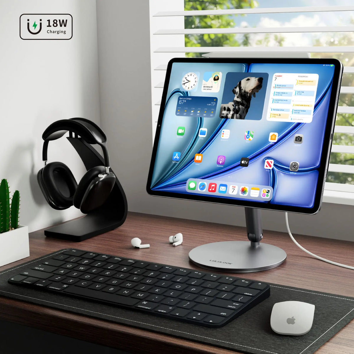 LULULOOK Foldable Magnetic Wireless Charging Stand For iPad Pro M5 M4 13/11/12.9 iPad Air 13/11/iPad 5/4th 360 Rotating Hold