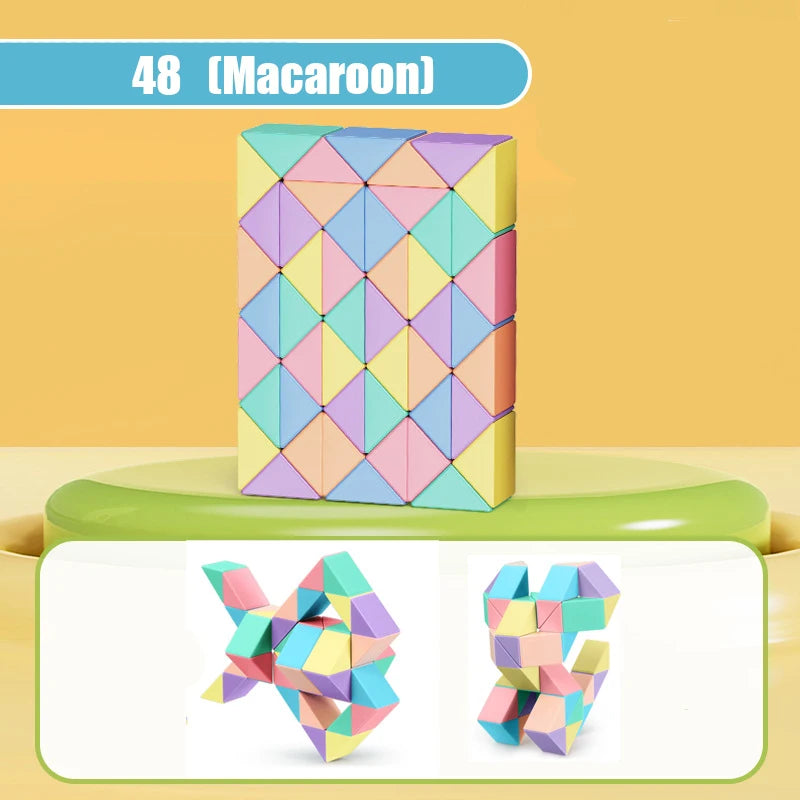 24-72 Segments Magic Rule Snake Multi-color 3D Puzzle Fidget Toys Decompression Transformable Cubes Educational Toys