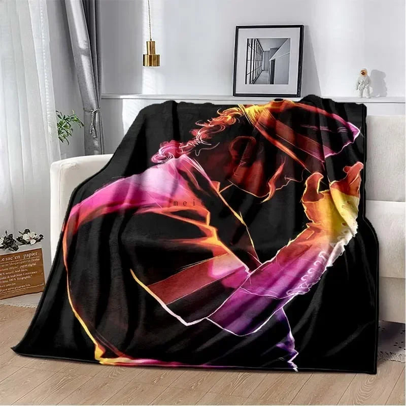 Pop Music Michael J-Jackson Printed Flannel Blanket , Warm  Soft Cozy Blanket Flannel  Livingroom  Home Decor Birthday Gift