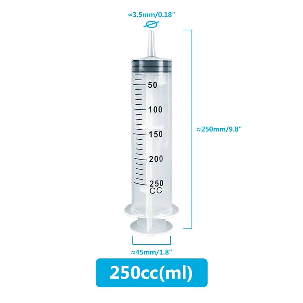Large Capacity Syringe 50ml 100ml 150ml 200ml 250ml 350ml 550ml Plastic Injector Pump Oil Glue Fluid Reusable 100cm Hose Syringe
