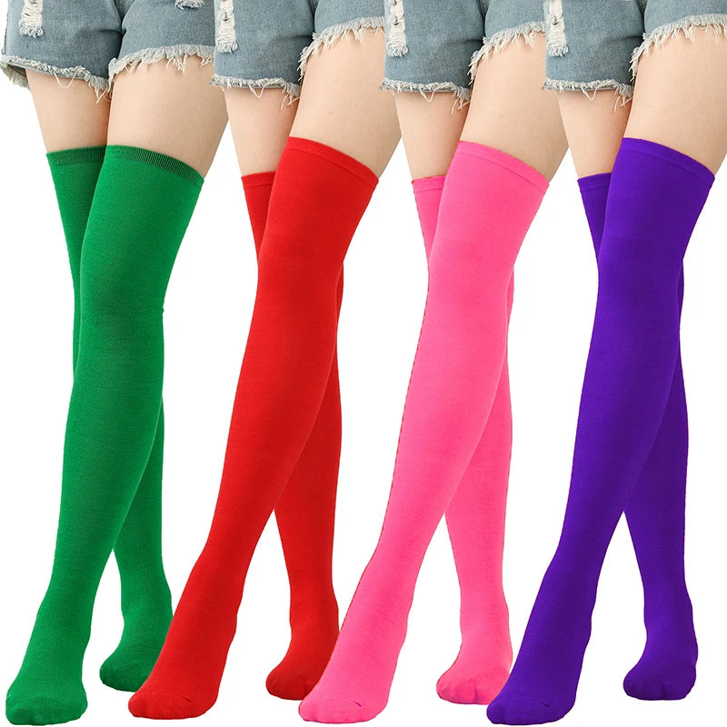 New Christmas Stockings Red Over-knee Socks for Women Green Yellow Stockings European and American Halloween Purple Stockings
