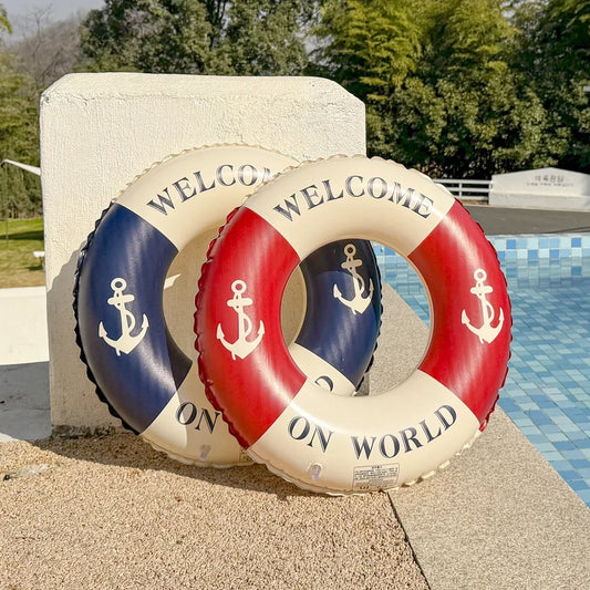 Retro Boat Anchor Women's Swimming Ring, Swimming Pool Floating Row Adult Handrail Lifebuoy, Leisure Beach Swimming Inflatable F