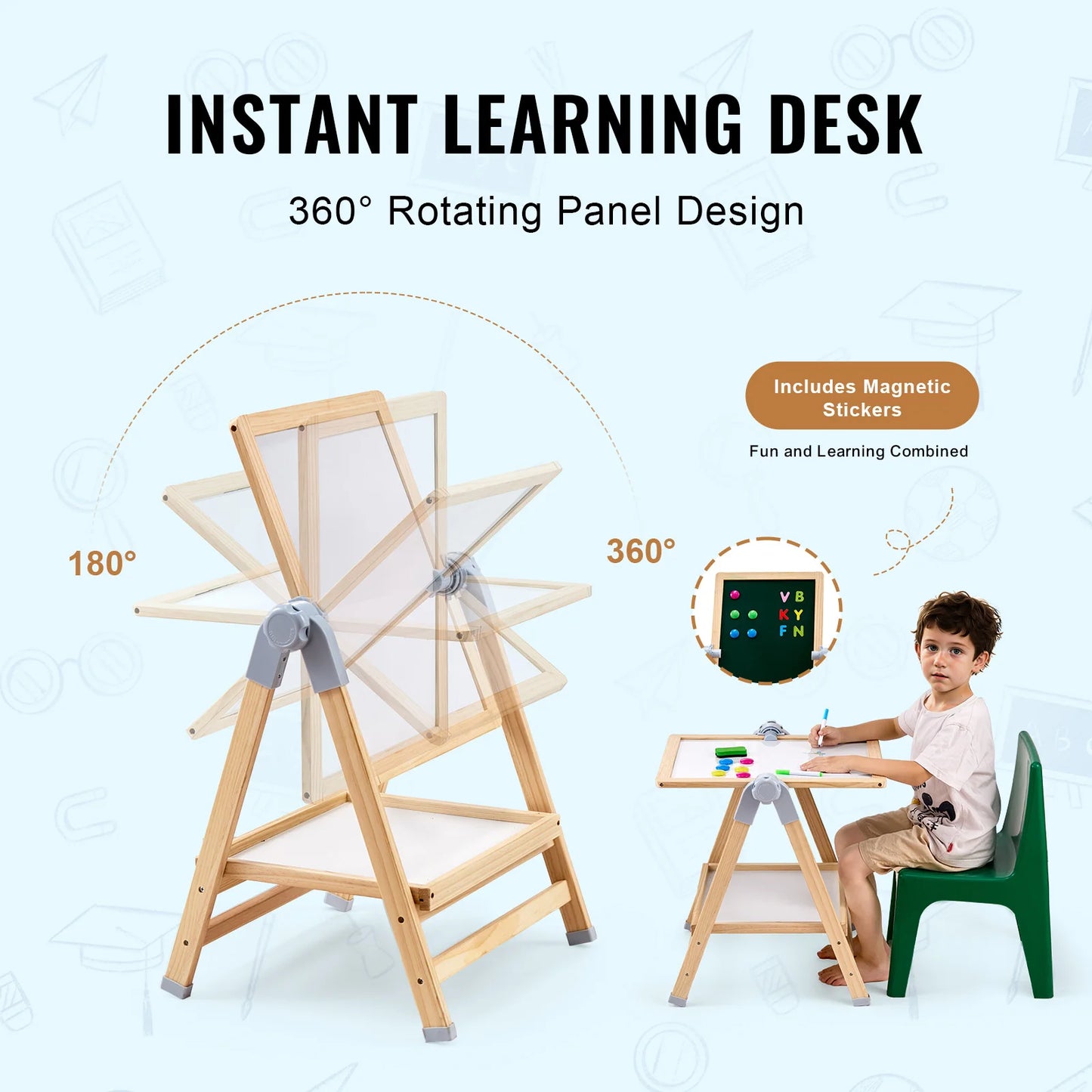 SucceBuy Standing Magnetic Drawing Board WordPad Art Easel with Painting Accessories Children Educational Toys for Kids Girl Boy