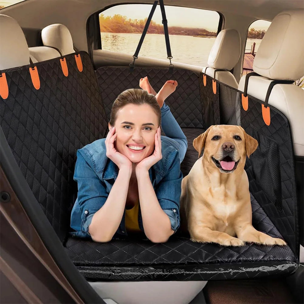 Car Rear Seat Dog Seat Cover up to 150kg Hard Bottom Rear Seat Extender 600D Heavy-Duty Anti-Scratch Washable Dog/Cat Hammock fo