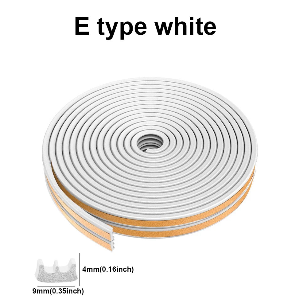 5m/10m DIEP Shape Door Seal Strip Self-adhesive Window WeatherStripping Insulation Noise Rubber Sealing Strip Draft Stopper Tape