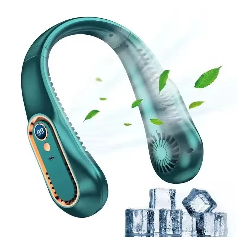 Hanging Neck Fan Digital Display Power Ventilador Bladeless Neckband Fan Portable Mini Air Cooler USB Rechargeable Electric Fans