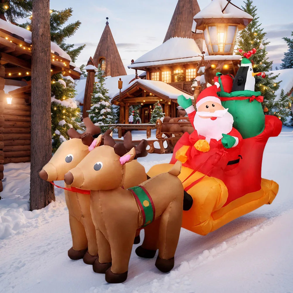 Christmas Inflatable Decorations Santa Claus Reindeer Inflatable Toys Festive Atmosphere Indoor Courtyard Lawn Decorations