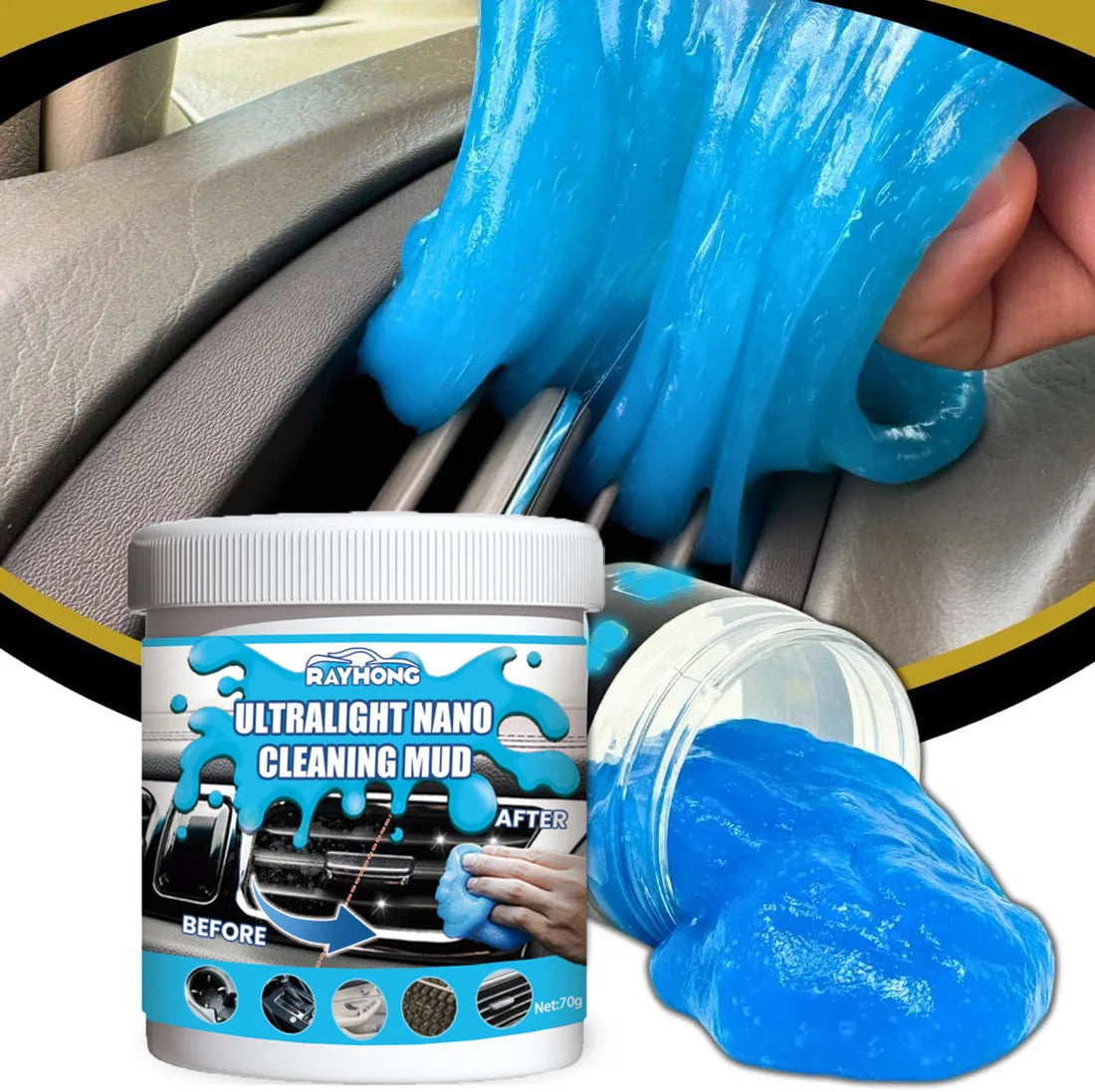 Super Car Cleaning Gel Multiuse Reusable Dirt Cleaner Gel Keyboard Laptop Auto Interior Dust Dirt Remover Gel Cleaning Tools 70g