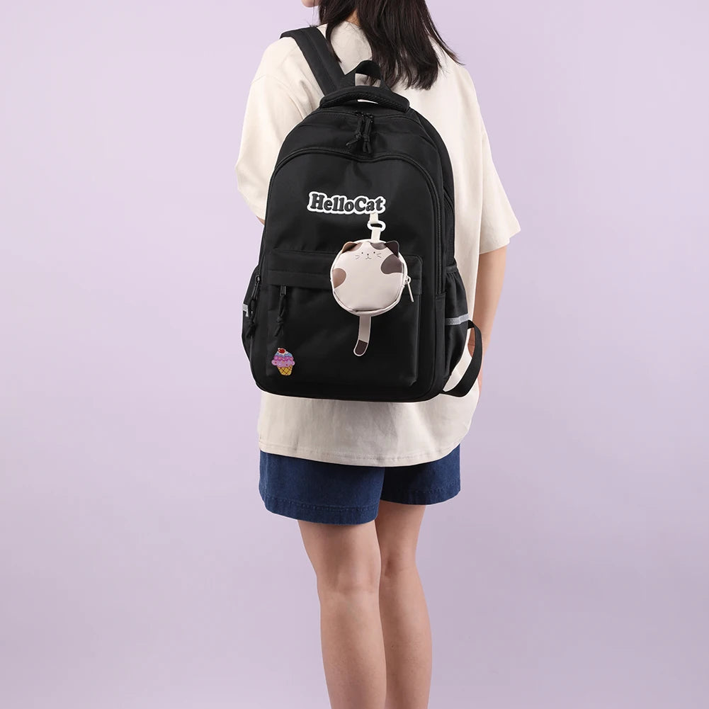 Nylon Campus Backpack Adjustable Shoulder Straps Cartoon Messenger Bag Multi Pocket Design with Zipper Campuses Supplies