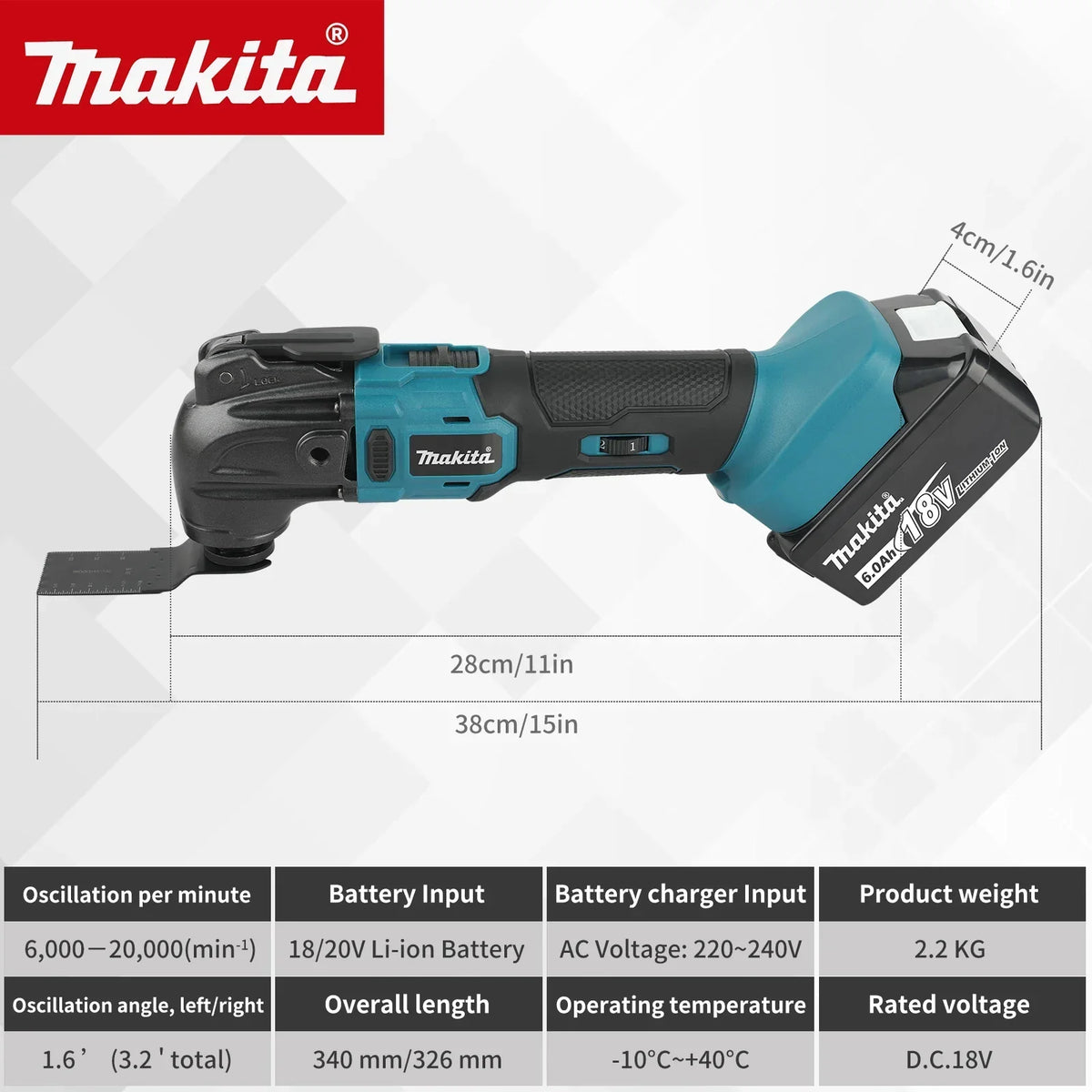 NEW 2026 Makita 18V Handheld Trimming Cutter 18/20V Li-Ion Powered 6-Gear 326-340mm Lightweight for Home and Workshop Use