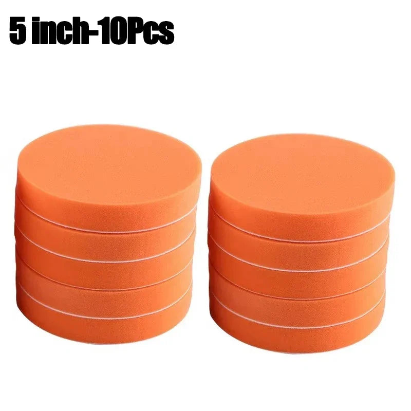 5/6inch Car Buffing Polishing Pads Flat Foam Sponge Waxing Pad Kit Tool For Car Polisher Buffer Auto Care Buffing Pads-5/10Pcs