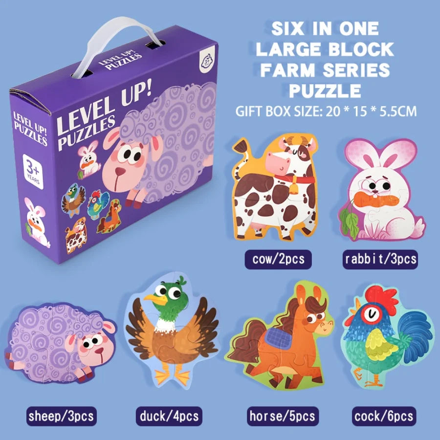 Six in One Handheld Gift Box Puzzle for 3-6 Year Old Children's Puzzle Toys Children's Birthday Gift Sharing Creative Benefits