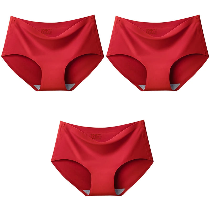 AOTOLK 3Pcs/Set Large Size XXL Seamless Women Panties Mid-waist Briefs Female Breathable Underwear Ice silk Crotch Lingerie