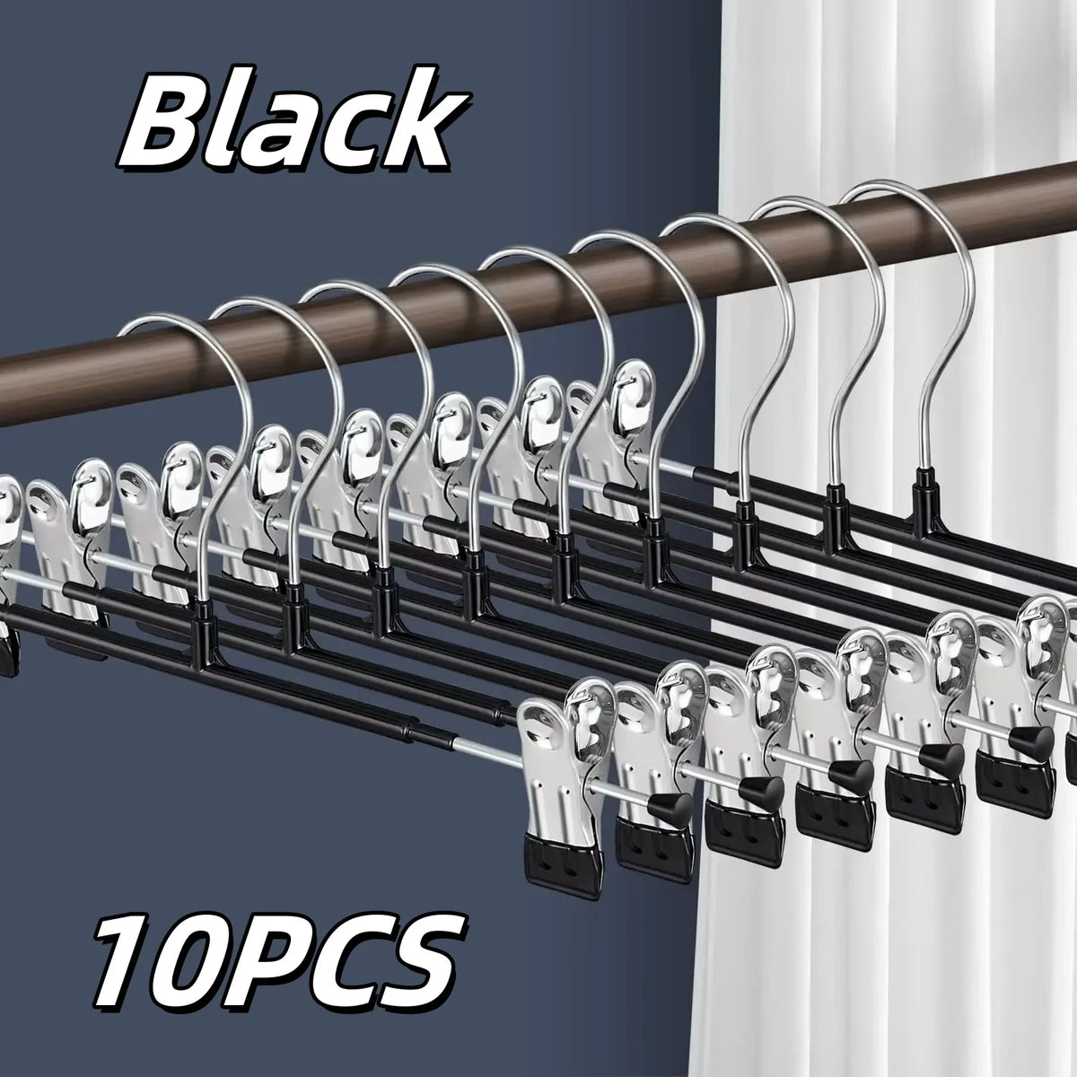 5/10PC Pants Hangers with Clips Multifunctional Adjustable Clip Clothes Rack Non-Slip Trousers Hanger for Jeans Closet Organizer