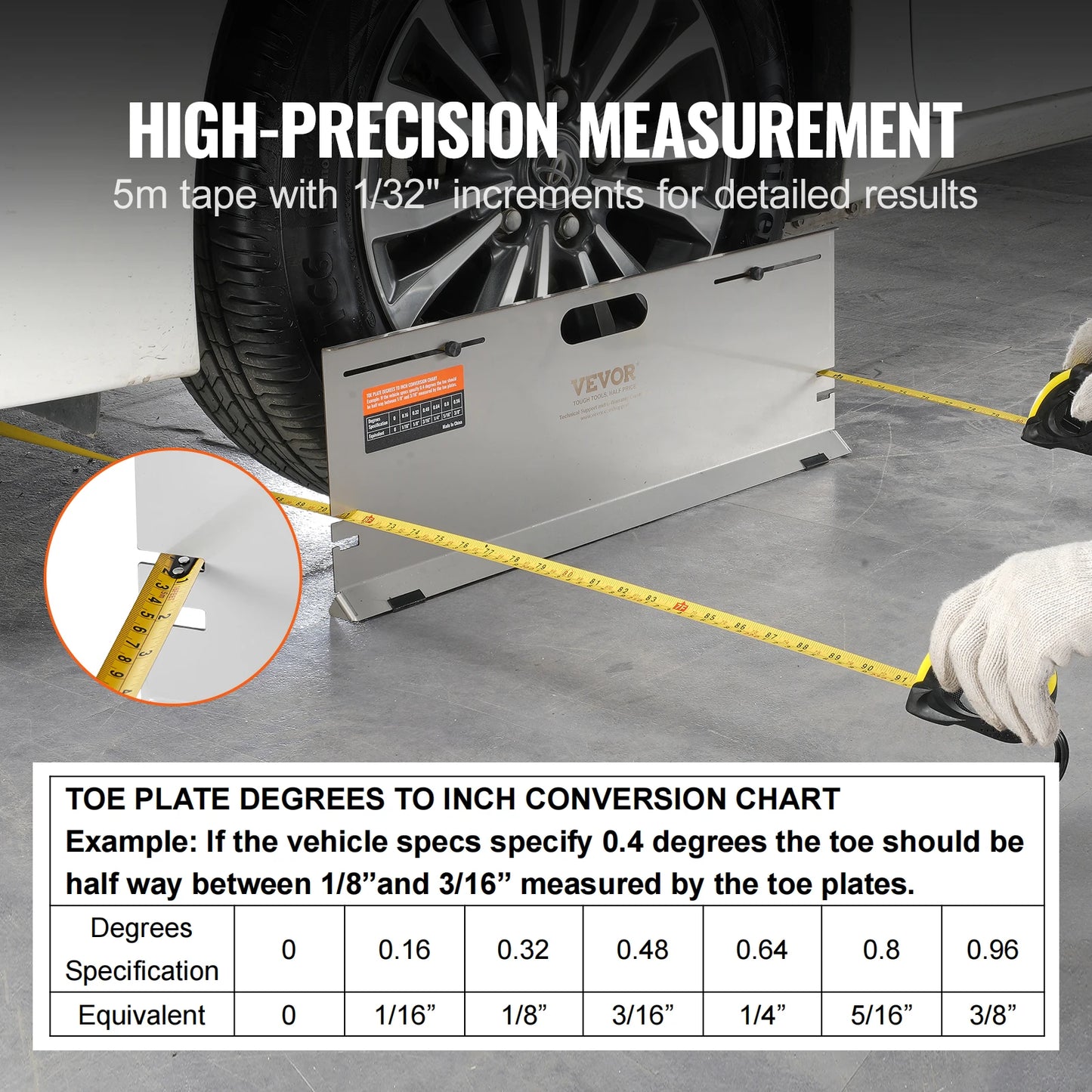 SucceBuy Wheel Alignment Tool 2-Pack Alignment Tool Toe Plate Stainless Steel Toe Angle Measurement Tool Plate 4 Alignment Rods