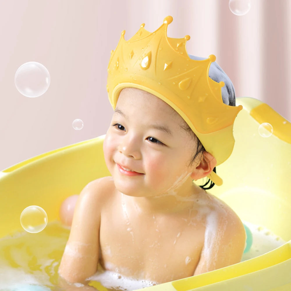 3PCS Adjustable Kids Baby Shower Cap Children Bath Wash Hair Eye Care Crown Shape Hat