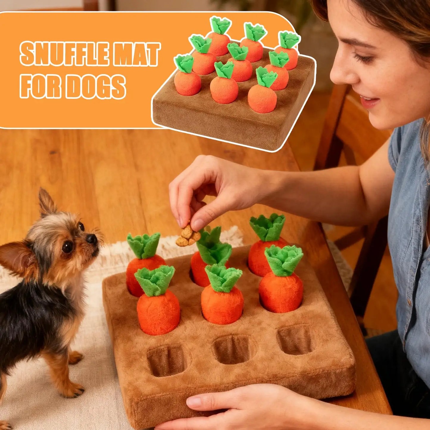 Dog Puppy Snuffle Mat Funny Enrichment Interactive Pet Carrot Puzzle Toy Dog Activity Mat for Boredom Relief Foraging Training