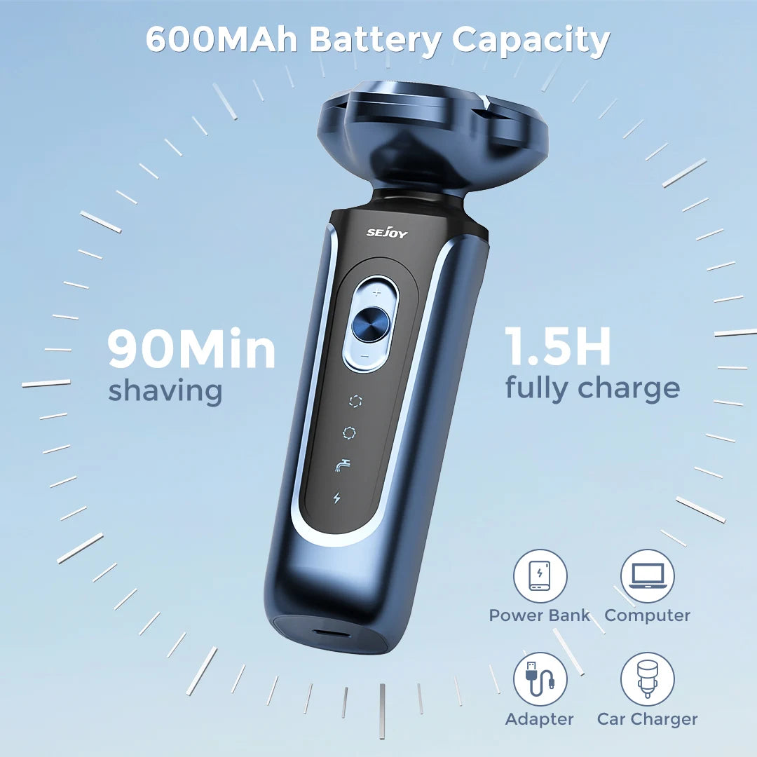 SEJOY Electric Shaver for Men,Hair Trimmer,Nose Hair Scissors,Facial Cleanser, Facial Massager Rechargeable Shaving Machine