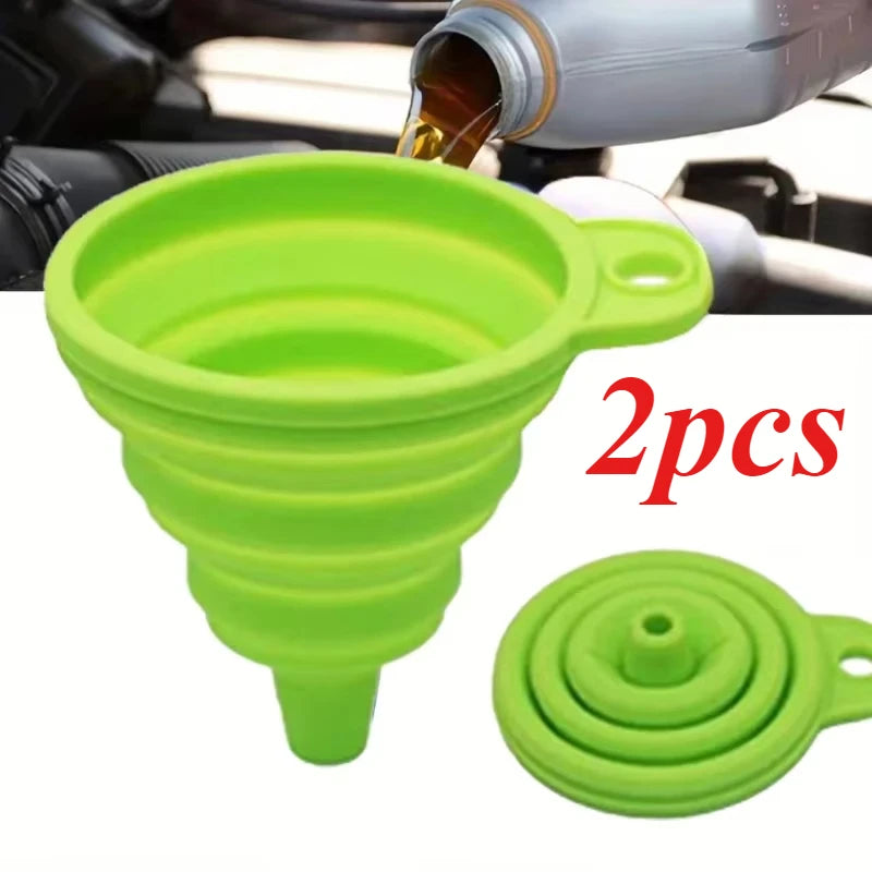 2pcs Car Oil Funnel Auto Liquid Funnel Collapsible Portable Filling Funnel For Easy Engine Pouring Car Accessories