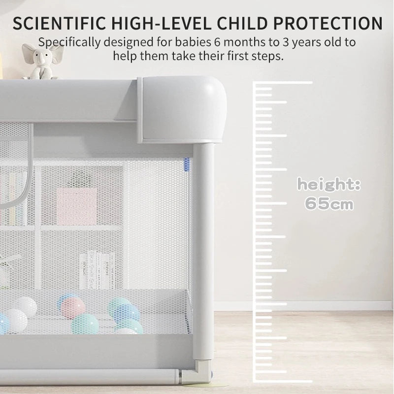 Portable Baby Gate & Travel Game Bed For Indoor/Outdoor Use | Childproof Play Fence Non-Slip Base - Foldable Design