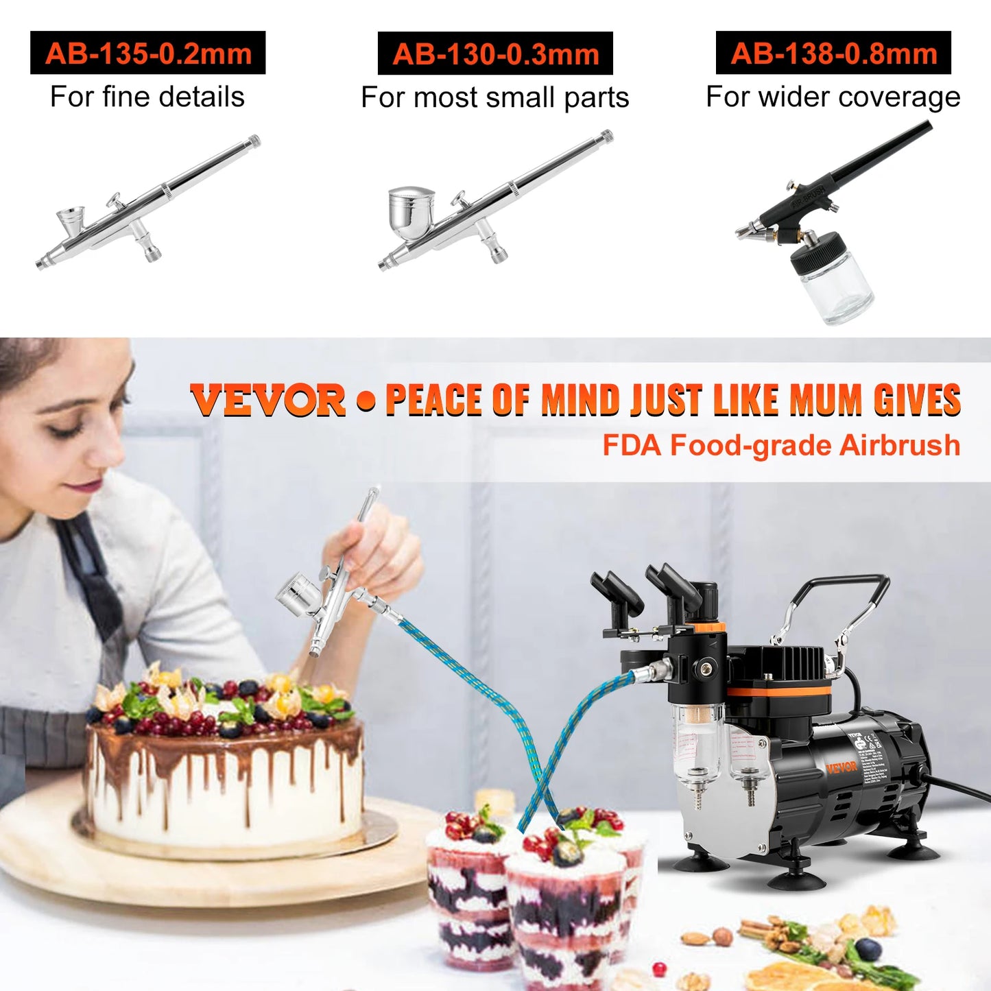 SucceBuy Professional Dual-Action Airbrush Kit 120W Electric Spray Gun Air Brush Painting Set Nail Tattoo Makeup Model Sprayer