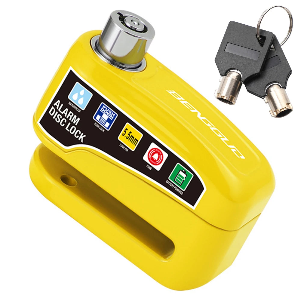Motorcycle Alarm Wheel Disk Brake Lock with Keys Bicycle Alarm Disc Brake Electric Lock Anti Theft Motorcycle Bike Accessories
