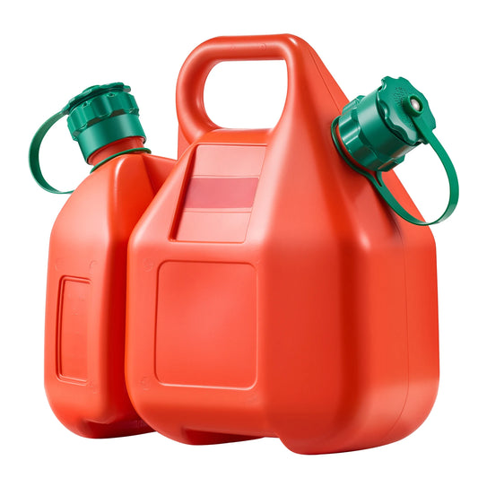 SucceBuy 1.6Gal Fuel Tank with Spout & 0.5Gal Extra Oil Container 5.5L/min Max Portable Flat Fluid Container for Cars Motorcycle