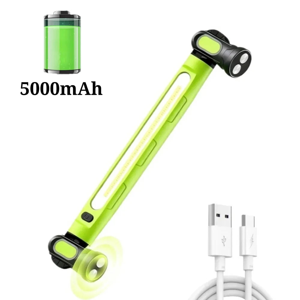 Rechargeable COB Work Lamp Bar with Hooks Rotating Magnetic Base 3 Modes Worklight For Car Repairing Emergency Outdoor Lighting