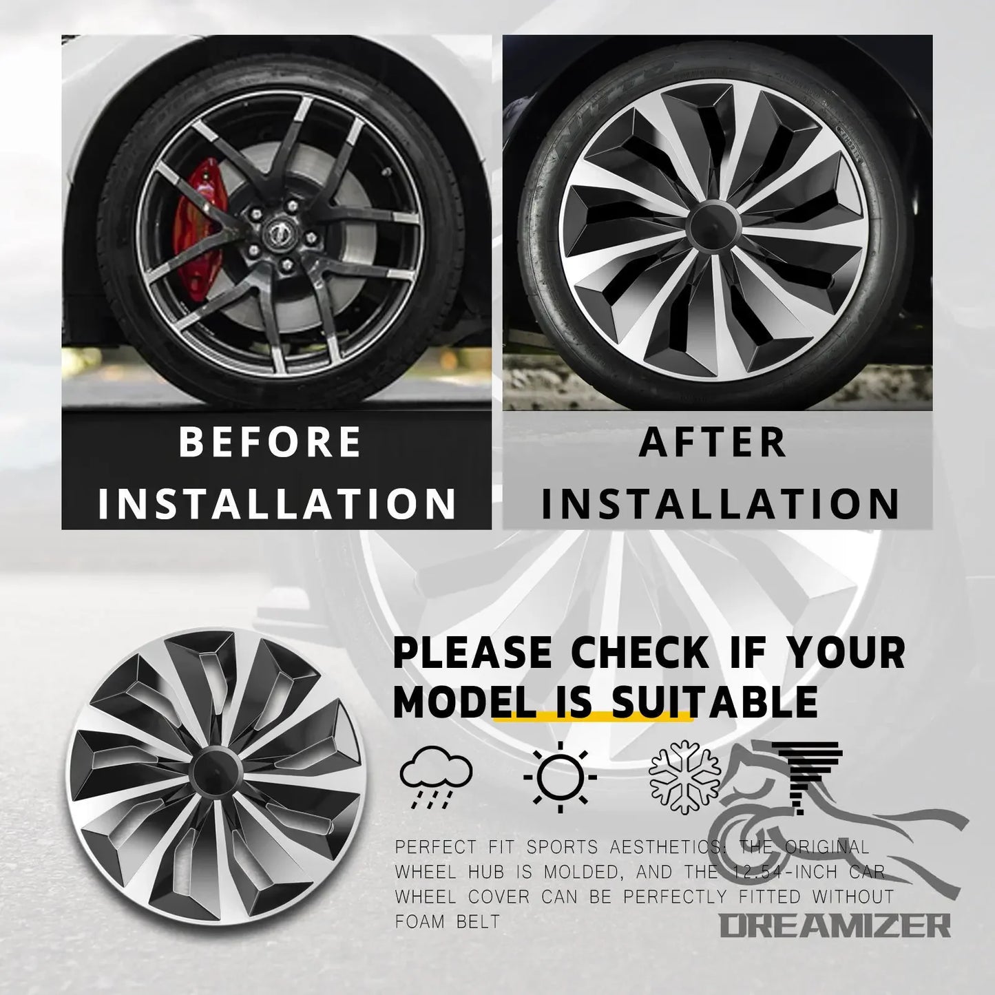 15/16 Inch Hubcap Hubcaps Wheel Covers Replacement for Fiat 500 And Most Cars Car Hub Caps Hubcap Wheel Covers