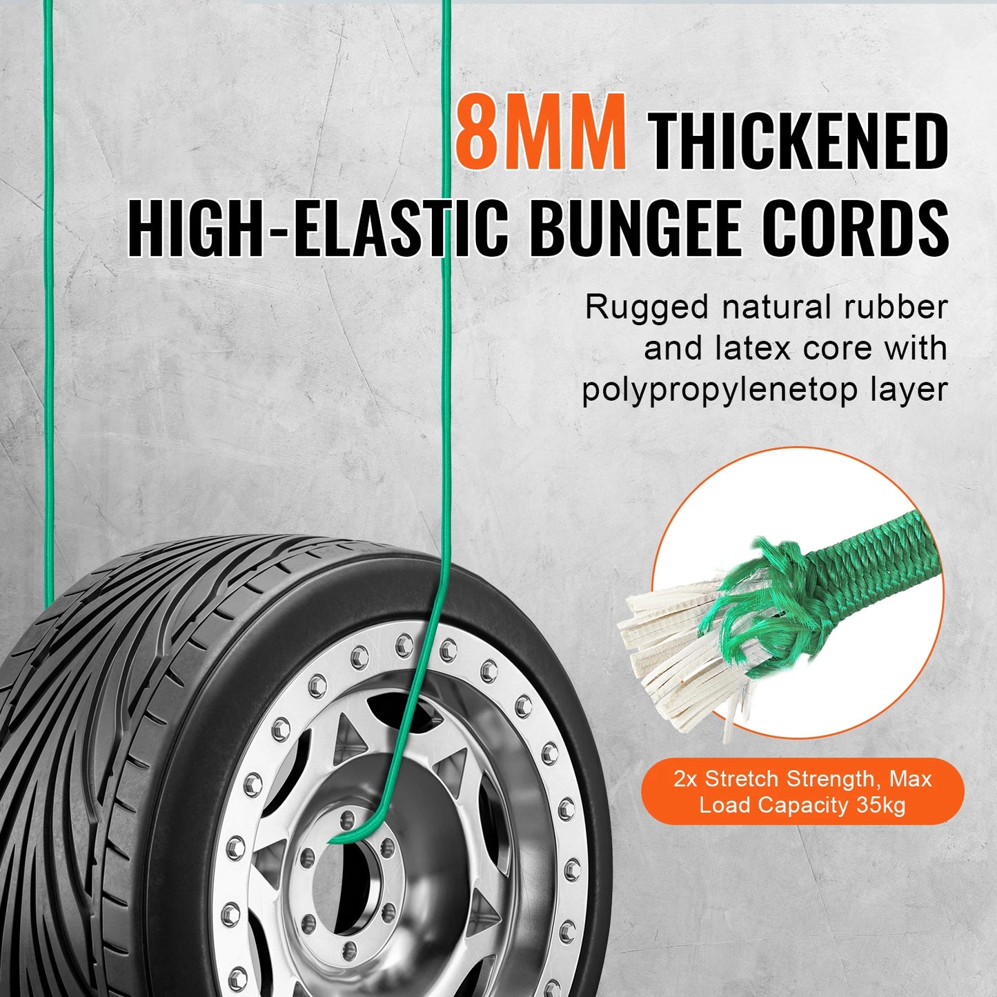 SucceBuy 30 pcs Elastic Bungee Cords Assortment with A3 Steel Hooks Adjustable Lashing Luggage Rope  Motorbike Cargo Fixing Belt