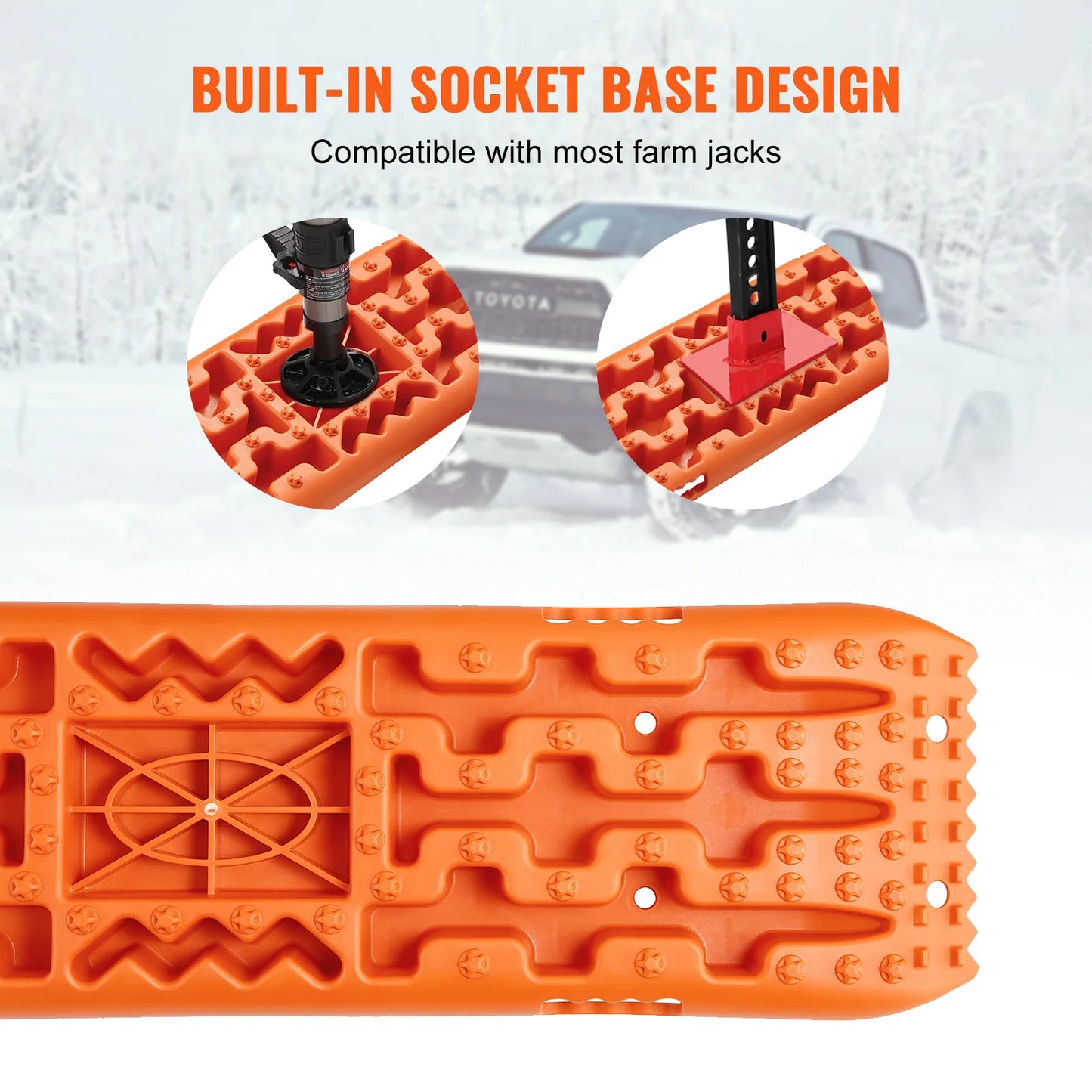 SucceBuy 10 TON Traction Boards with PP Material Recovery Board for Off-road Vehicle Car Pickup SUV RV Pair Tire Traction Mats