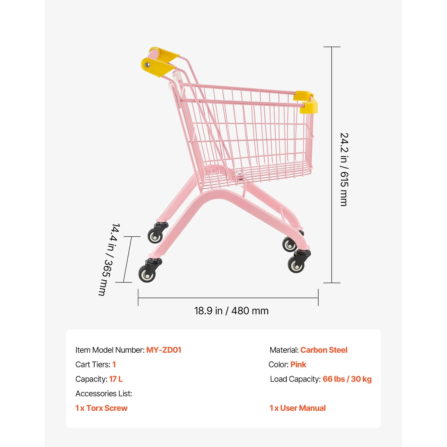 SucceBuy Shopping Cart Toy with Wheels Grocery Store Pretend Play Foldable Shopping Cart Trolley for Kids Early Education Toys