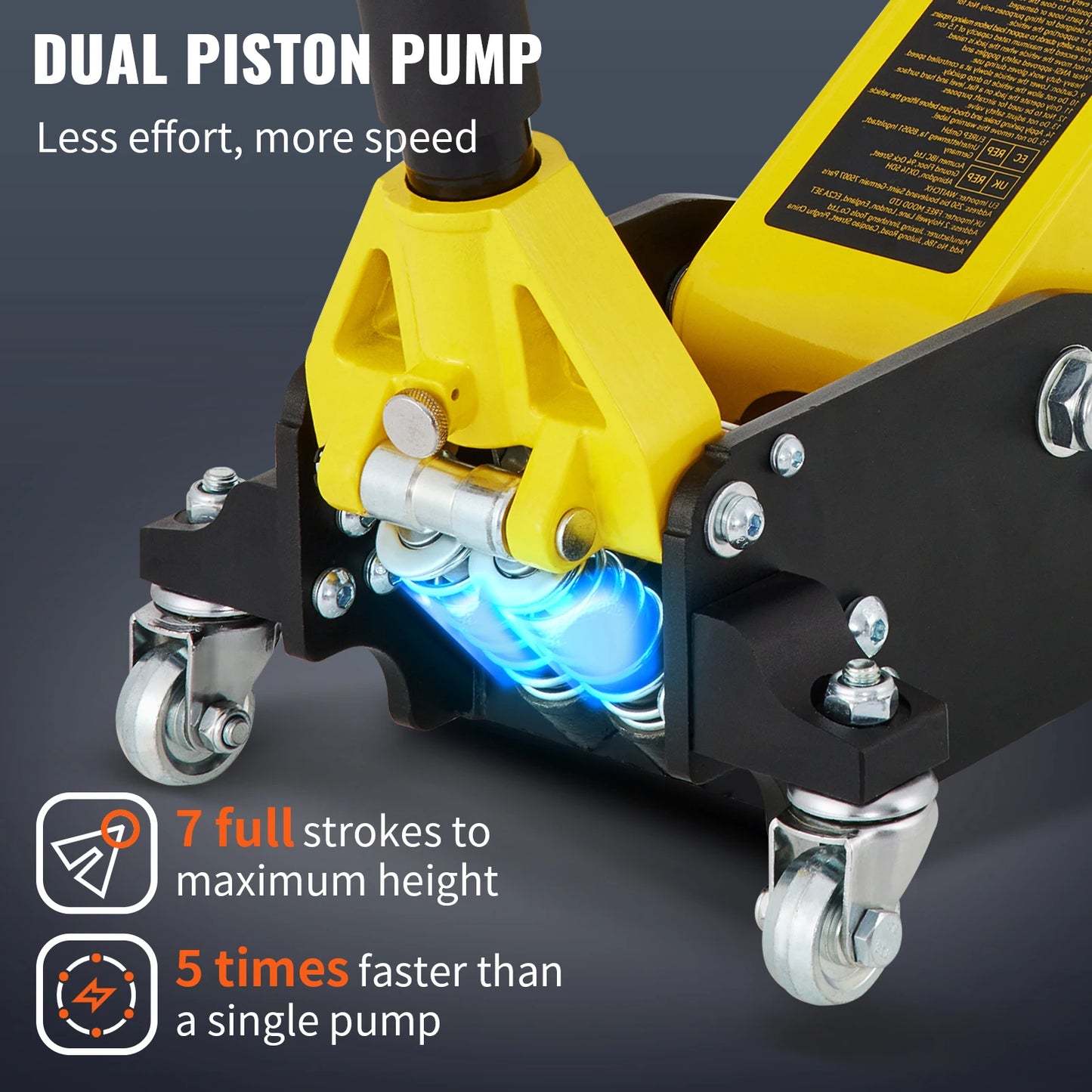 SucceBuy Car Jack 1.5-3T Floor Jack Aluminum&Steel Racing Jack Single Pistons Quick Lift Pump Tire Change Lifting Repair Tool