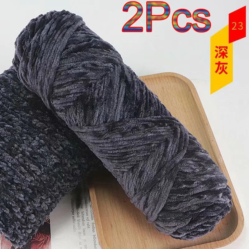 2Pcs Chenille Yarn hand Knitting 100% Polyester Velvet Yarn Crocheting Amigurumi bag line knit sweater blanket hat scarf threads