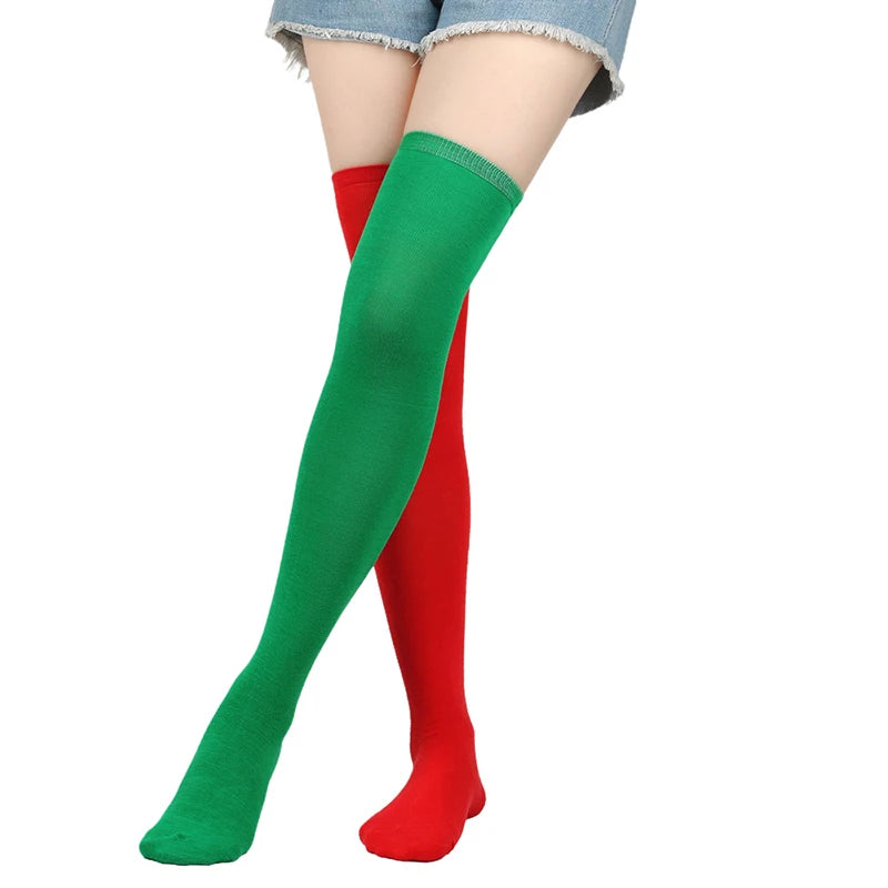 New Christmas Stockings Red Over-knee Socks for Women Green Yellow Stockings European and American Halloween Purple Stockings