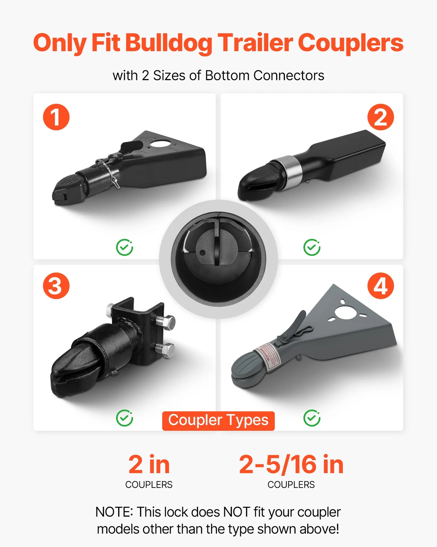 SucceBuy Trailer Lock Fits 2 & 2-5/16in Bulldog Trailer Couplers Hitch Lock with 3 Keys & Security Chains RV Trailer Boat Locks