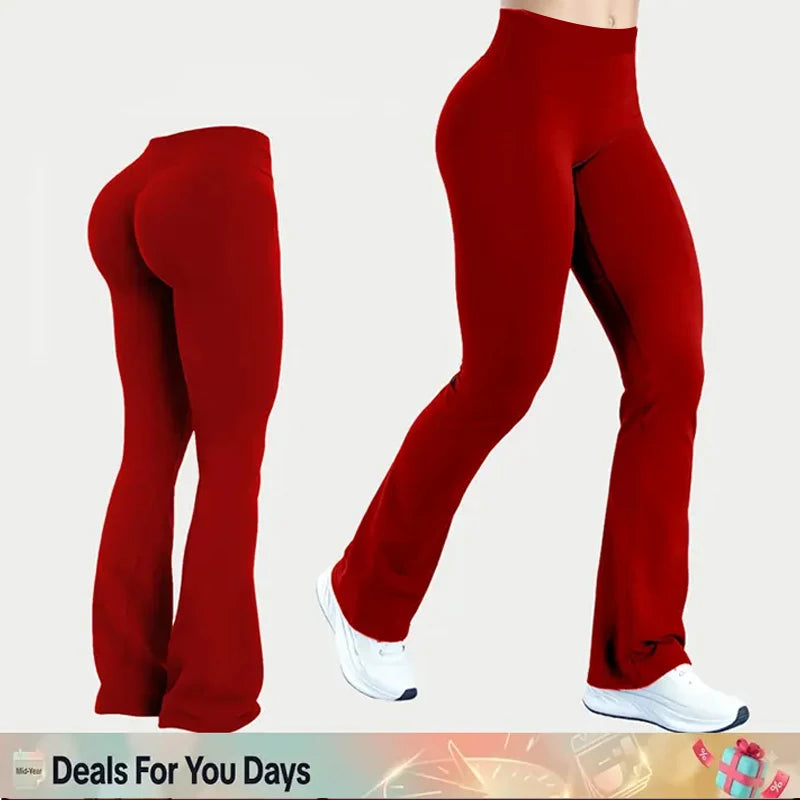 1DF-CY Women High Waist Flared Yoga Leggings Butt Lifting Stretch Bell Bottom Pants Slim Fit Gym Fitness Running Casual Trousers