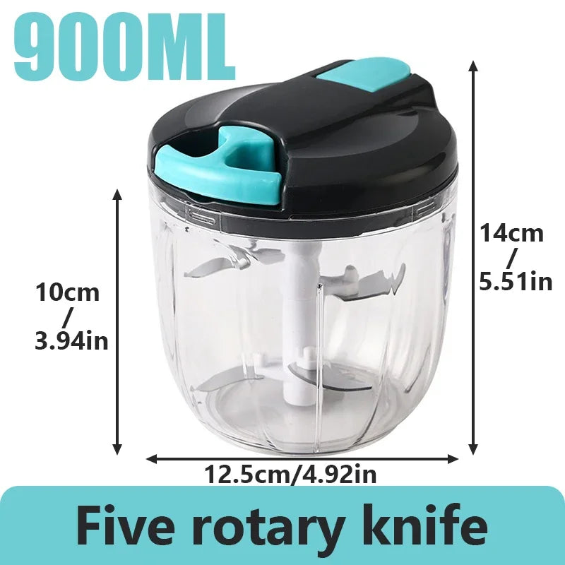 520ML/900ML Manual Food Processor Vegetable Chopper Portable Hand Pull String Garlic Mincer Onion Cutter for Veggies Fruits