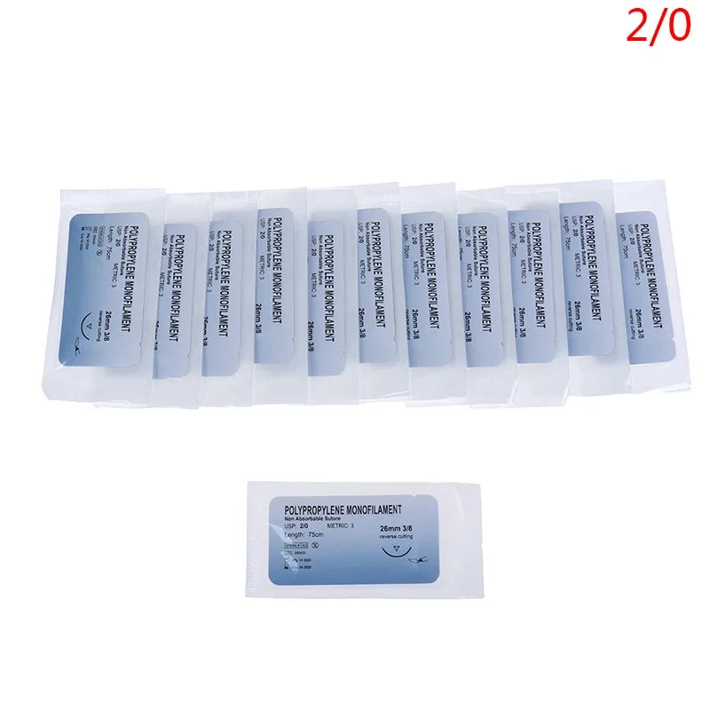 12Pcs 2/0 3/0 4/0 5/0 Medical Needle Suture Nylon Monofilament Thread Suture Practice Kit Teaching Demonstrations Exercises