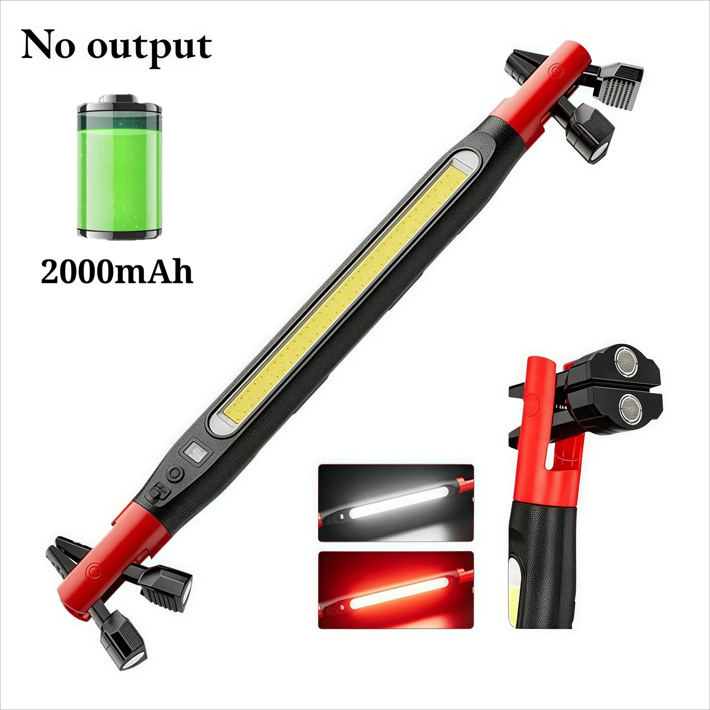 Rechargeable COB Work Lamp Bar with Hooks Rotating Magnetic Base 3 Modes Worklight For Car Repairing Emergency Outdoor Lighting